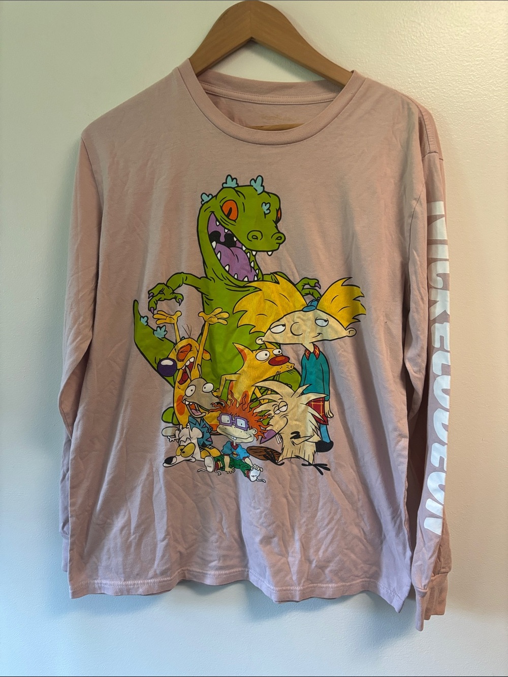 Nickelodeon sz M retro graphic Pink Long-Sleeve 90s nicktoons Graphic Tee